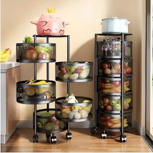 5 Layer (Round) Full Metal Fruit/Vegetable Rack with Wheels