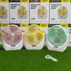 JY Super Rechargeable Fan and Light with Power Bank-2 বছরের ওয়ারেন্টি