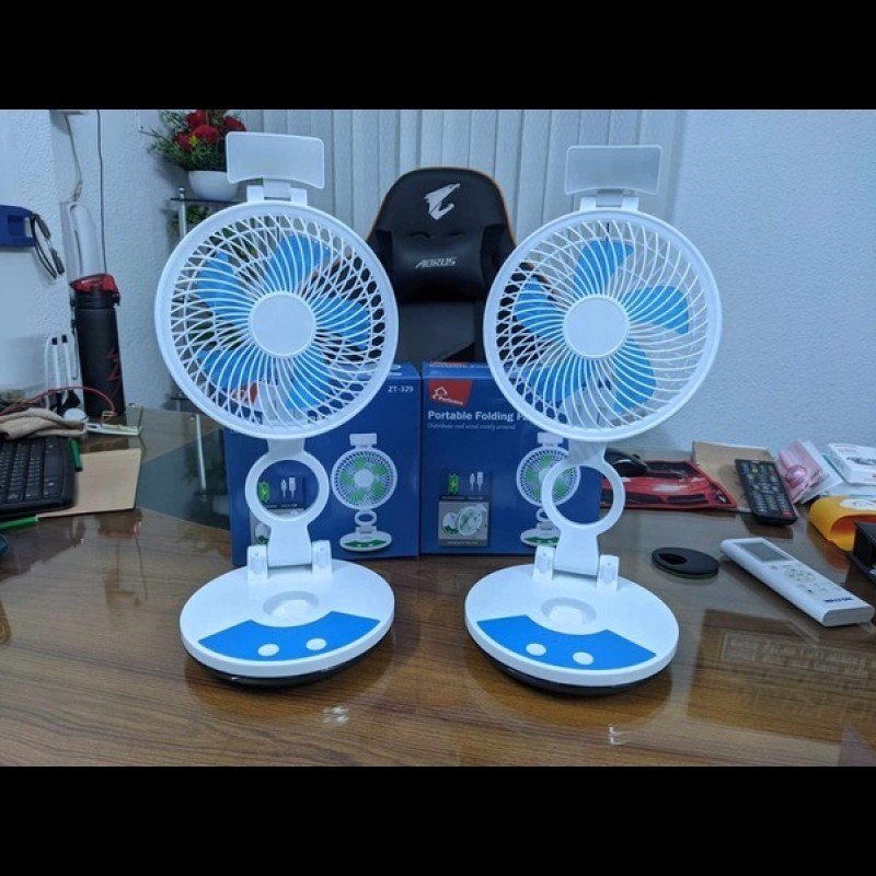 Hi-Quality Rechargeable Folding Table Fan With Light - Image 3